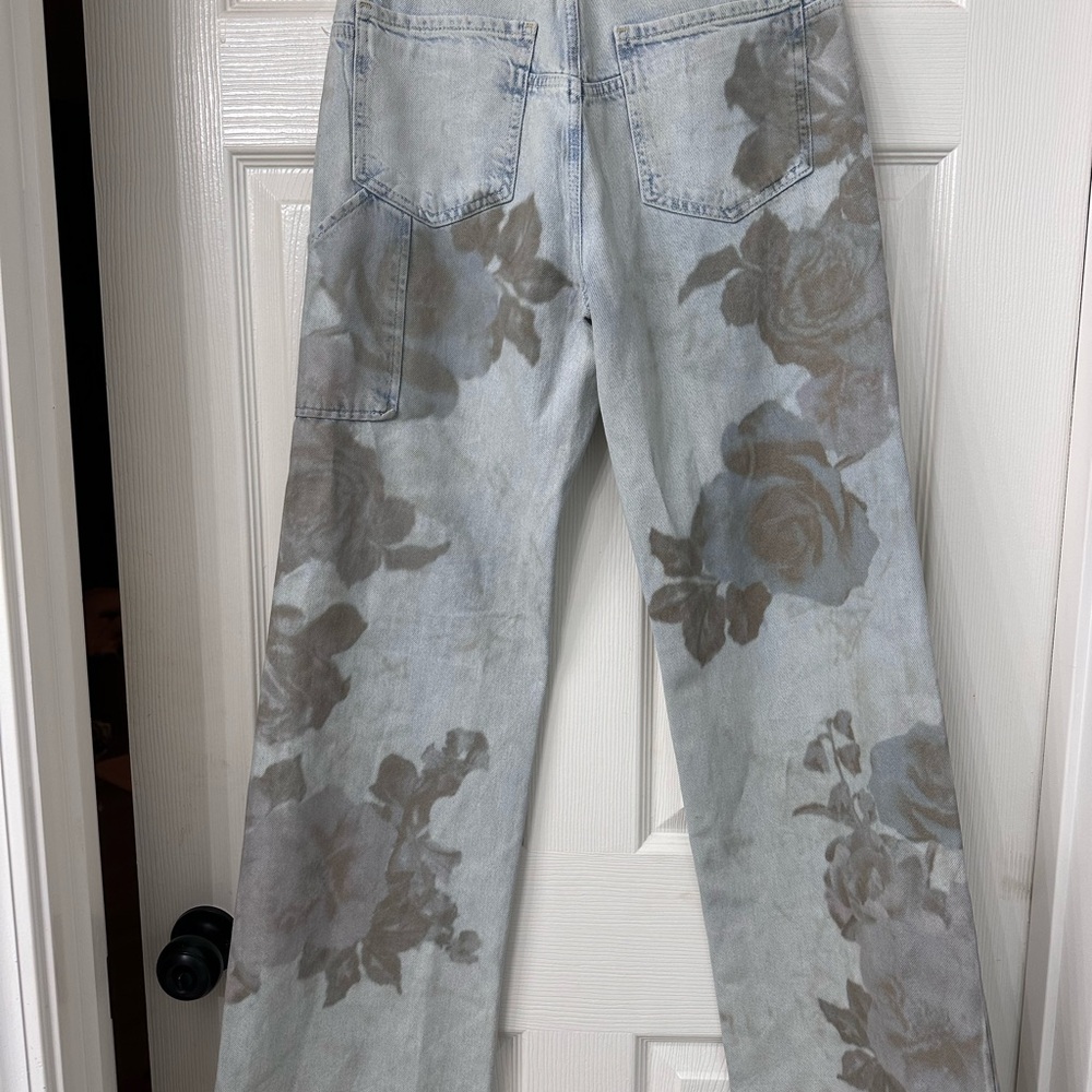 We the Free Tinsley Baggy High Rise Straight Leg  Floral Jeans NWT size 26 - Picture 6 of 6